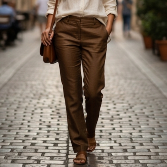 Spiegel Pants - Spiegel Vintage Womens NWOT 100% Silk Pants Pull On Stretch Bronze Boho Brown M